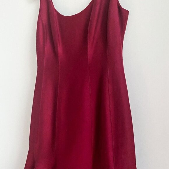 Halston Heritage Red Burgundy Sleeveless Mermaid Fit Flare Prom Red Carpet Gown - Picture 6 of 9